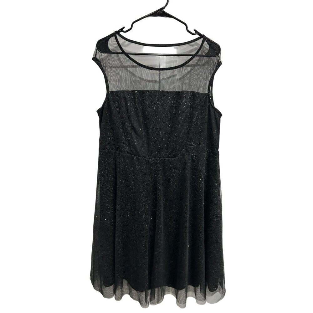 Candalite Black Sleeveless Glitter Mesh Overlay Dress Size XXL Whimsygoth Fairy